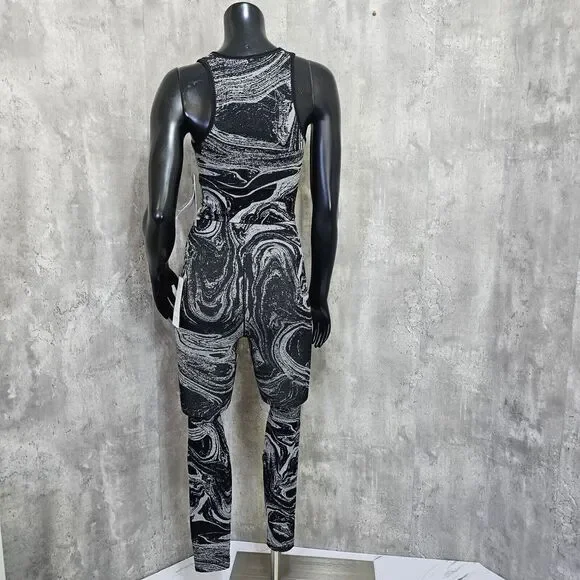 Athleta Womens XS Aurora Seamless Shine Metallic‎ Swirl Workout Set Tank & Pants - Picture 4 of 13